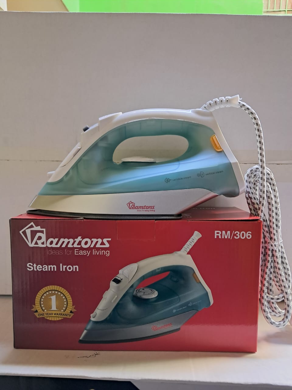 Ramtons Steam Iron Box is a steam iron package designed to make ironing clothes easier and more efficient. It typically includes a steam iron with adjustable settings and basic accessories packed toge