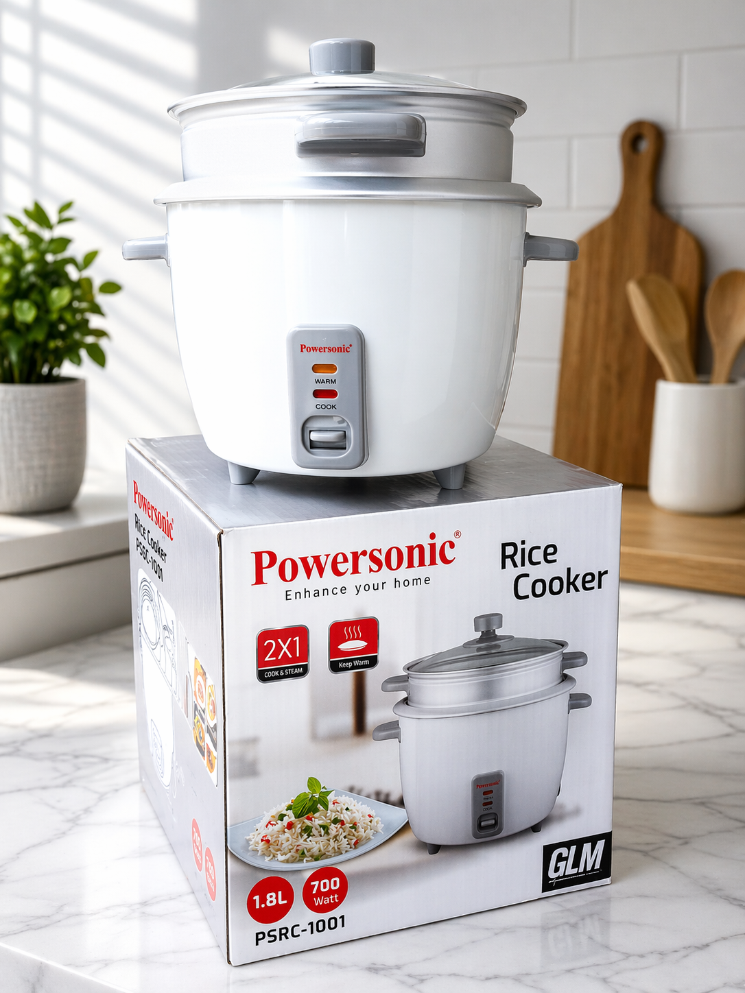 Brand New Powersonic Rice Cooker and Steamer | 2-in-1 Rice Cooker & Steamer for Everyday Convenience | Cook. Steam. Serve.