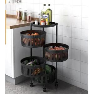 Brand New Plastic 4 Tier Rotatable Rack, Multi-Layer Movable Fruit Vegetable Snack Stand Household Shelf | Store More. Move Easy. Stay Organized.