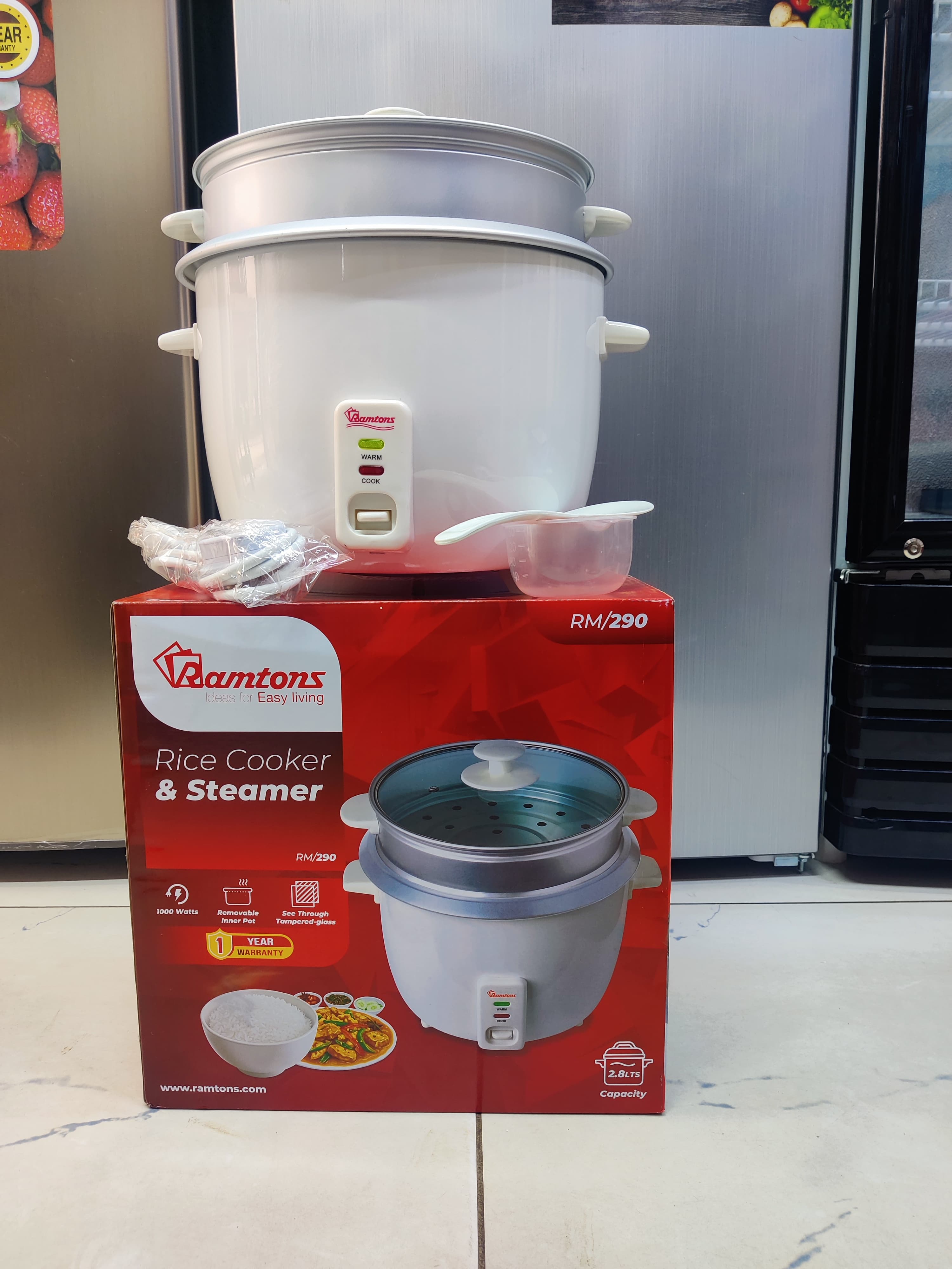 Brand New Ramtons 2.8L Rice Cooker and Steamer | 2-in-1 Rice Cooker & Steamer for Everyday Convenience | Cook. Steam. Serve.