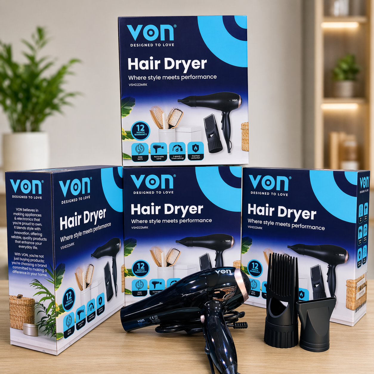 👱‍♀️Original Von High Power 2200W Professional Hair Drier | Effortless Style. Powerful Performance