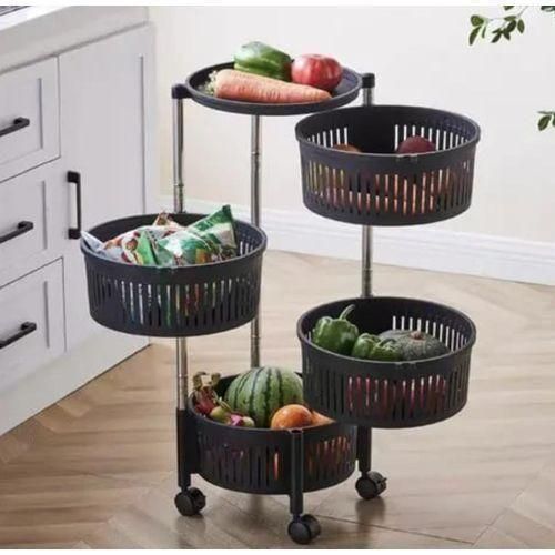 Brand New Plastic 4 Tier Rotatable Rack, Multi-Layer Movable Fruit Vegetable Snack Stand Household Shelf | Store More. Move Easy. Stay Organized.