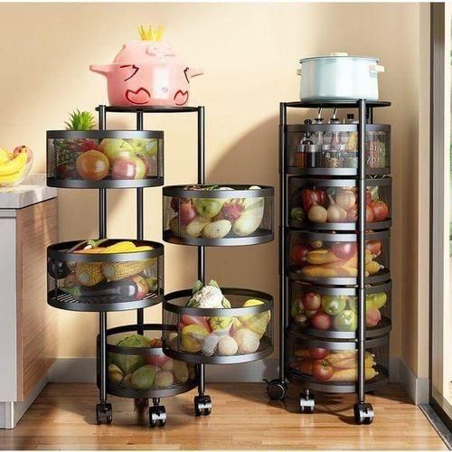 Brand New Plastic 4 Tier Rotatable Rack, Multi-Layer Movable Fruit Vegetable Snack Stand Household Shelf | Store More. Move Easy. Stay Organized.