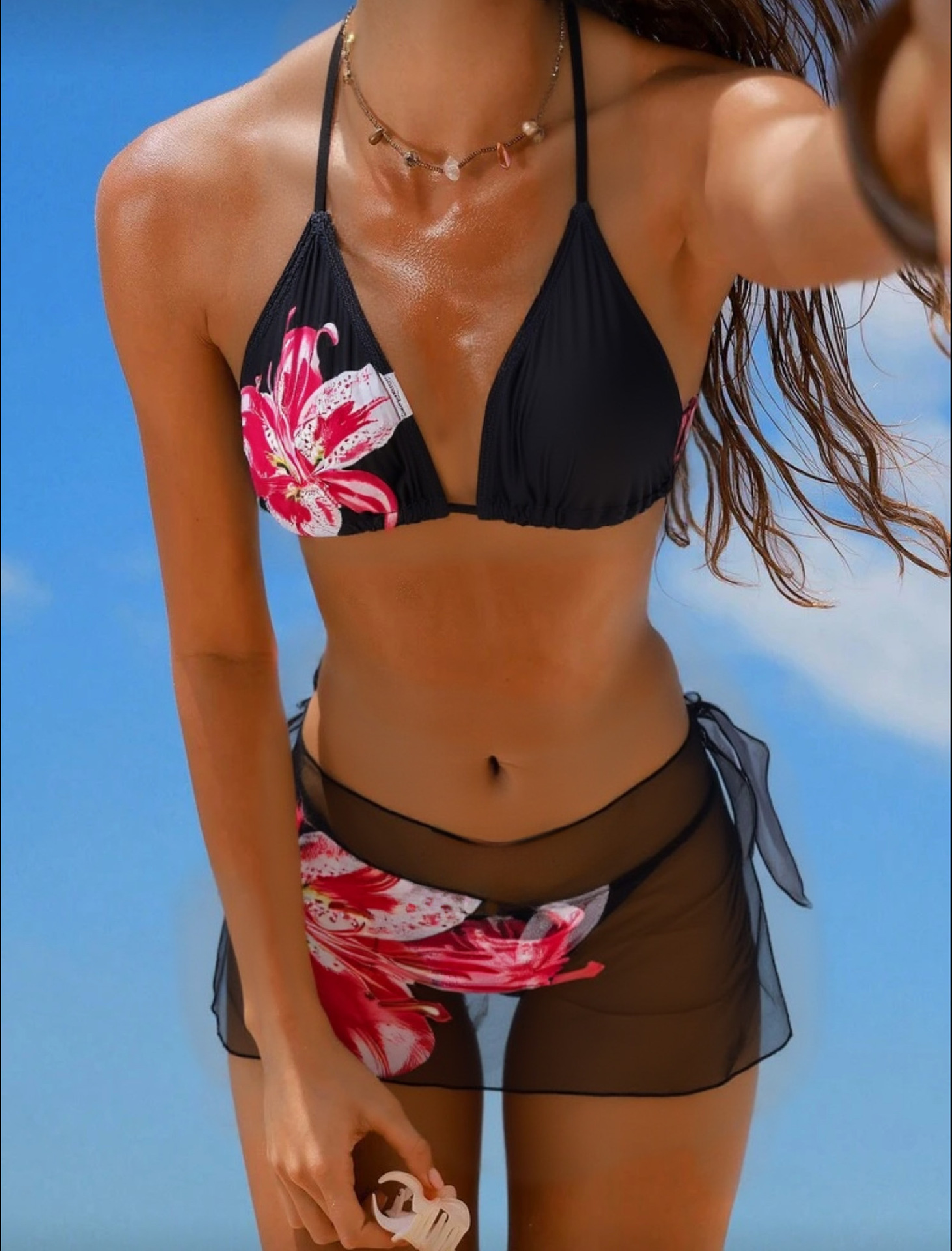 3Piece Set Bikinis Sets Girls Cute Triangle Swimsuit With Beach Cover Up Bathing Suit Summer Fashion Printed Swimsuits For Girl R0112B