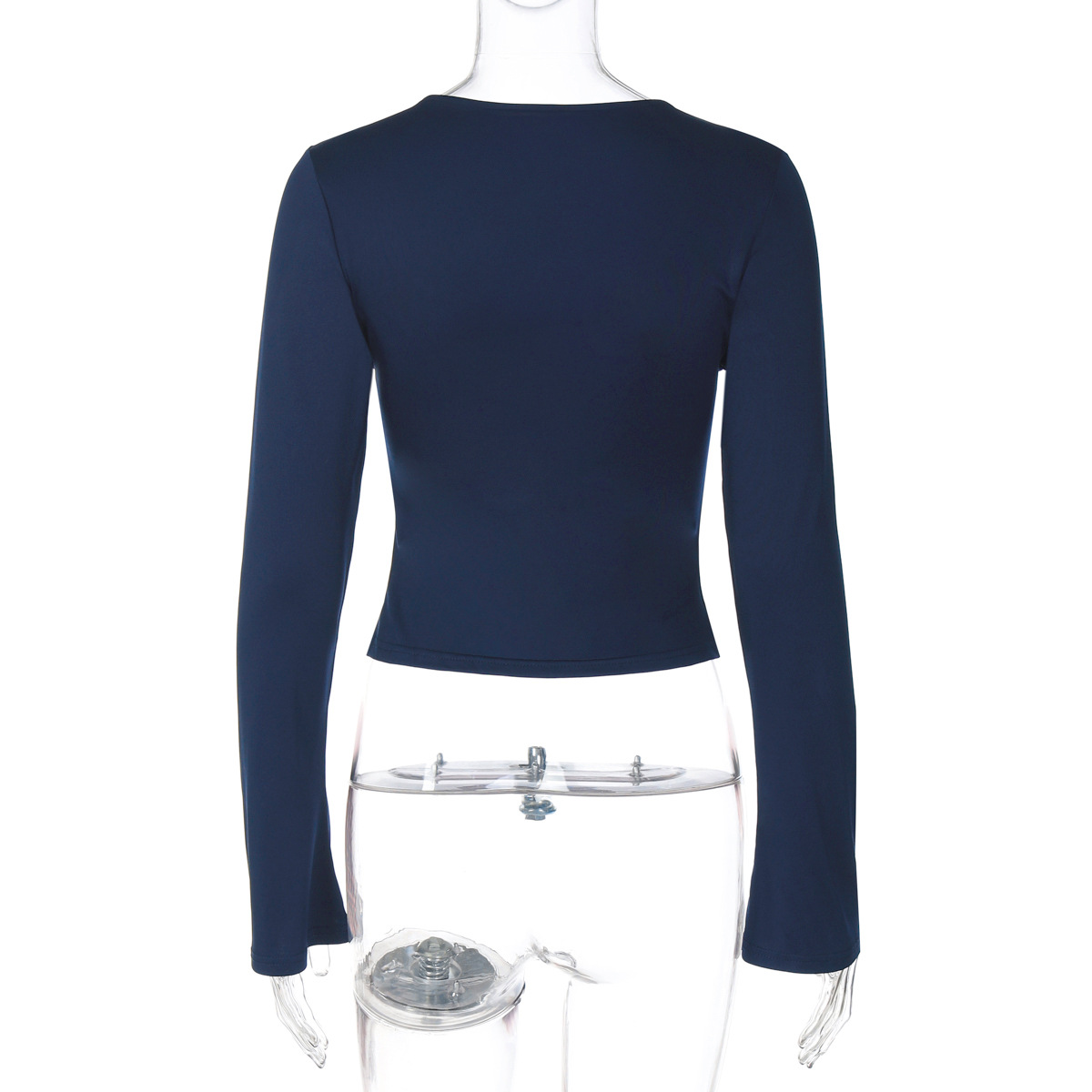 Spring Solid Sexy V-Neck Long Sleeves Slim Fit T-Shirt Women'S Casual Versatile Y2K Top Party Club Street Style Clothes R0415