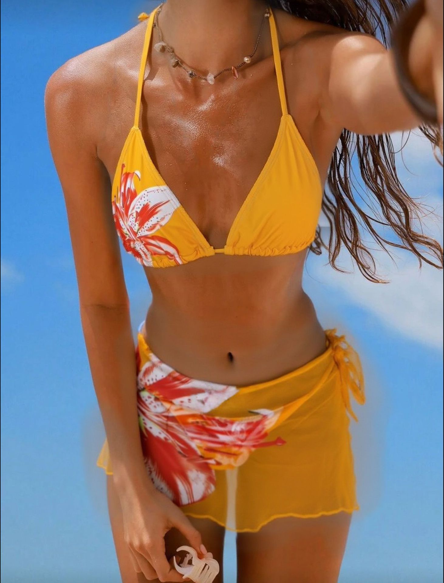 3Piece Set Bikinis Sets Girls Cute Triangle Swimsuit With Beach Cover Up Bathing Suit Summer Fashion Printed Swimsuits For Girl R0112B