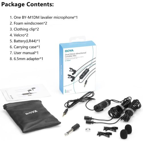 BOYA BY-M1DM Dual Lavalier Mic for Long-Form Podcast and Social Content