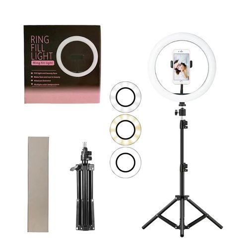 10 Inch Ring Light With 2.1M Tripod Stand + Remote+Lapel Mic