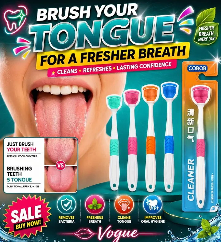 ONE PIECE REUSABLE DOUBLE SIDED ORAL TONGUE CLEANER SILICONE TO COMBACT BD BREATH. TONGUE CLEANER SCRAPER