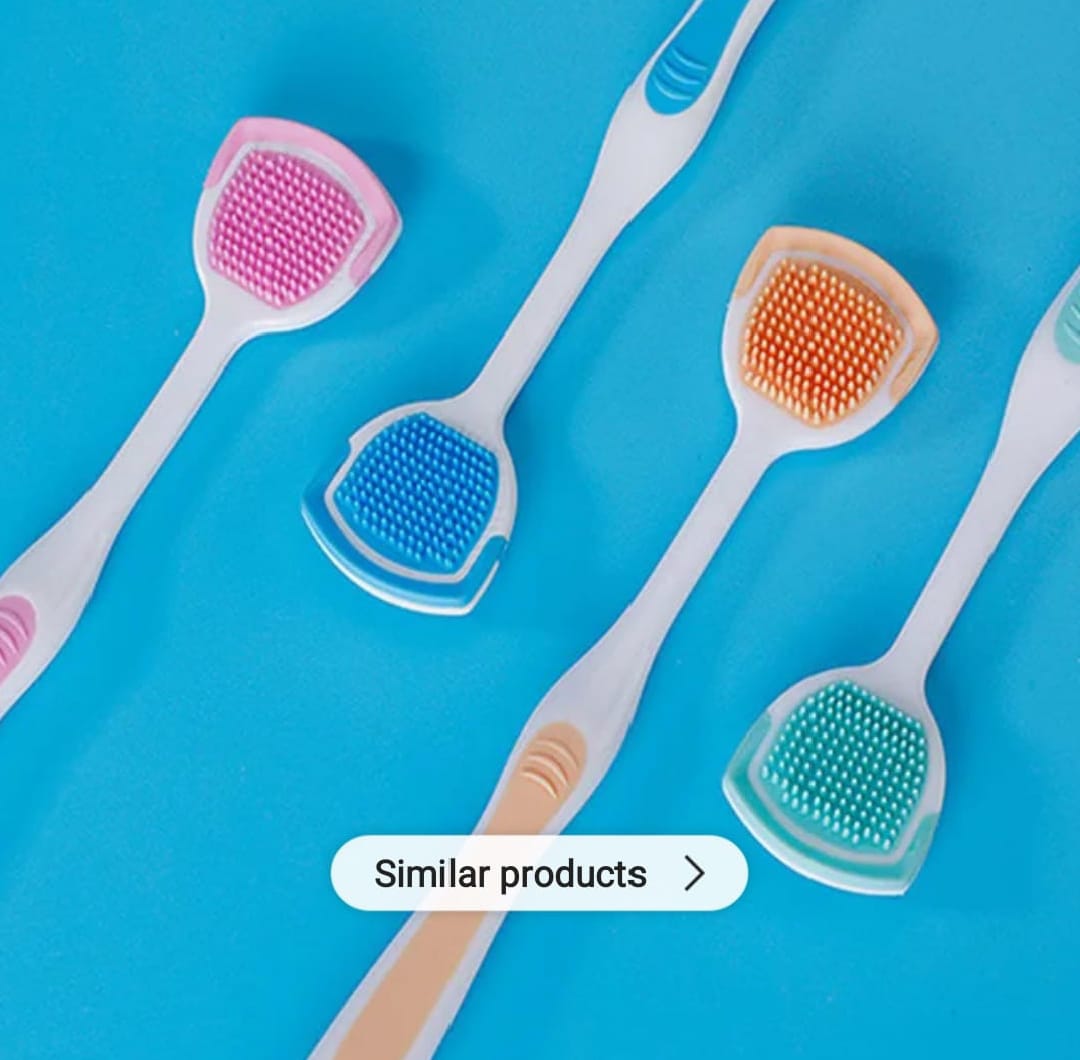 ONE PIECE REUSABLE DOUBLE SIDED ORAL TONGUE CLEANER SILICONE TO COMBACT BD BREATH. TONGUE CLEANER SCRAPER