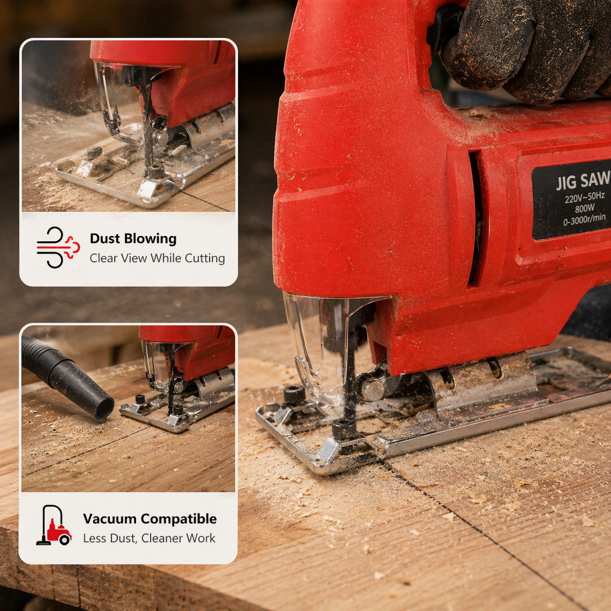 Electric Jigsaw 6-Speed – Powerful Wood Cutter with 10 Blades | 45° Bevel Cutting | Durable DIY Tool