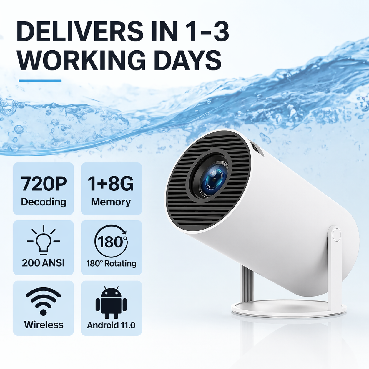 【Today's Deal】2025 new HY300 Pro Projector ,Free HDMI High Speed Cable as Gift, 4K 1080P Support with Android TV 11.0, Movie Projector ,Auto Keystone Compatible for Laptop, PC, Smartphone