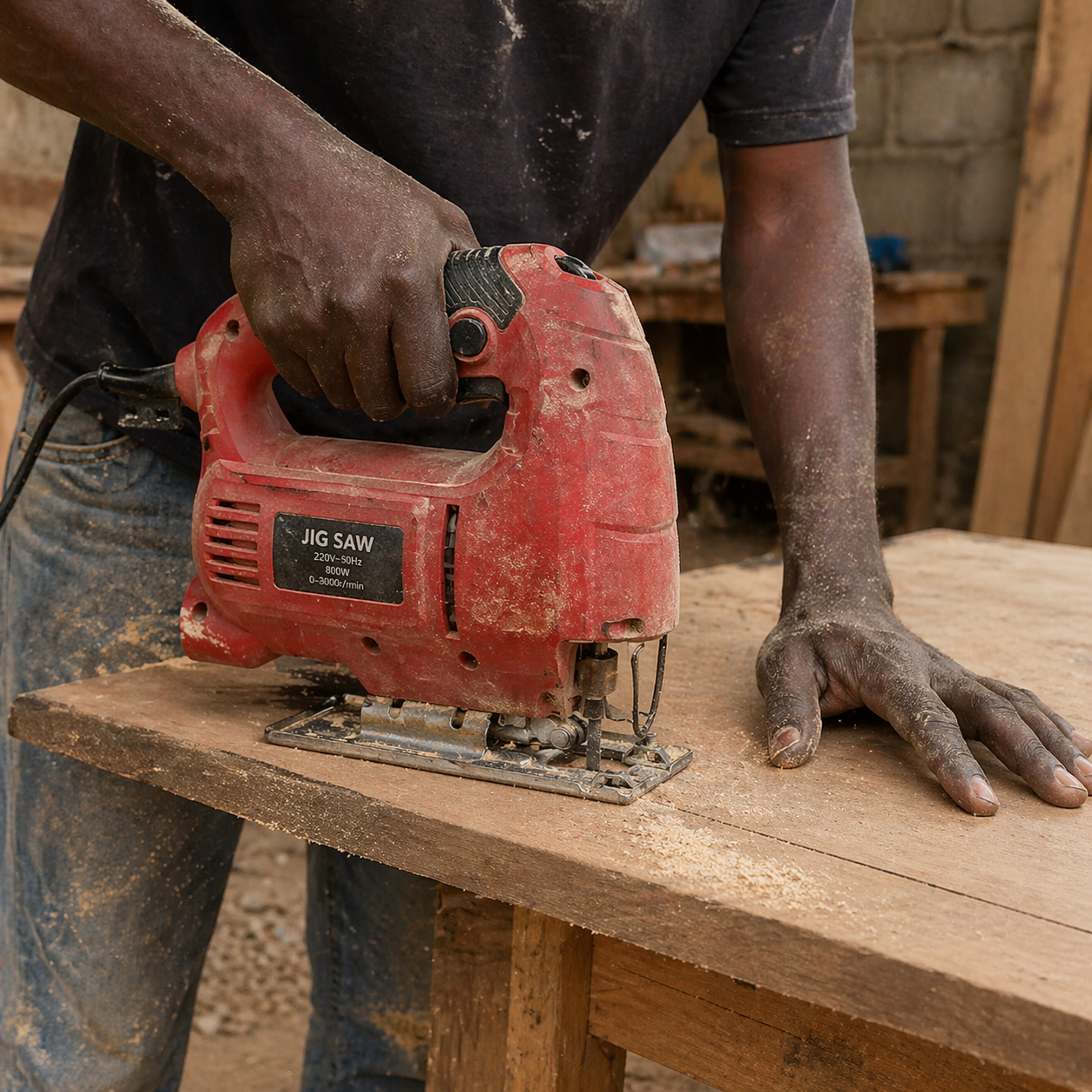 Electric Jigsaw 6-Speed – Powerful Wood Cutter with 10 Blades | 45° Bevel Cutting | Durable DIY Tool