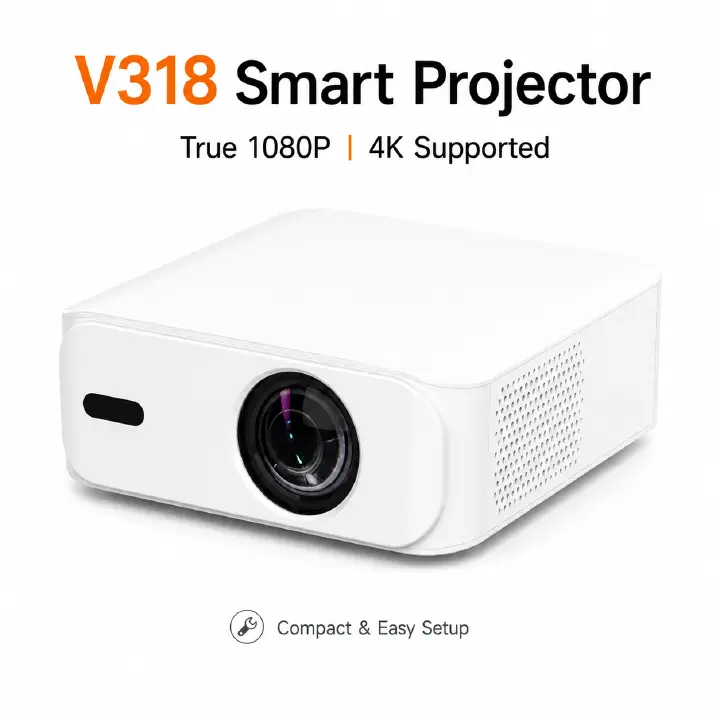V318 The best-selling model in 2025 ,400 ANSI ,1080P 4K Portable,Autofocus,Android 11, WiFi 6 BT V5.0 Projector Home Theater Smart Projector Auto Keystone Movie Projector for OS Android TV stick