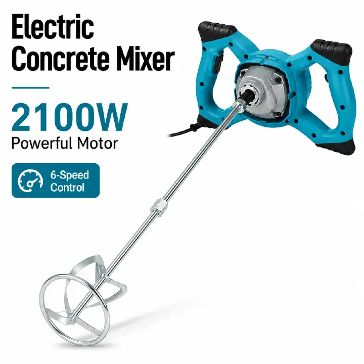 Electric Concrete Mixer 2100W – 6 Speed Powerful Handheld Mixer for Cement, Paint & Mortar