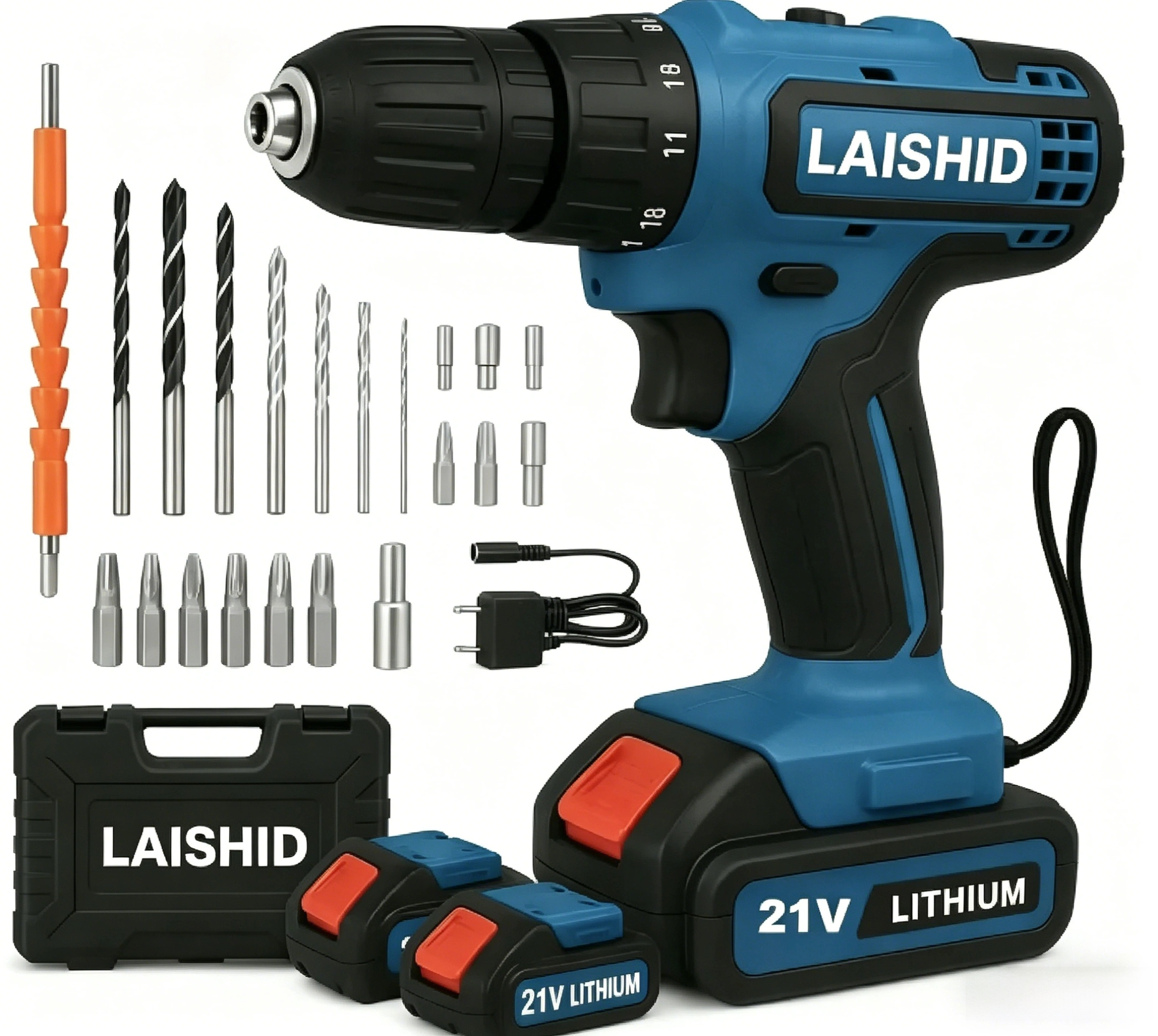 LAISHID 21V Electric Cordless Drill Set (includes 24 kits and a toolbox )drilling machine,drilling machine set ,drillling tool drill machine drill bit set drill drilling bit