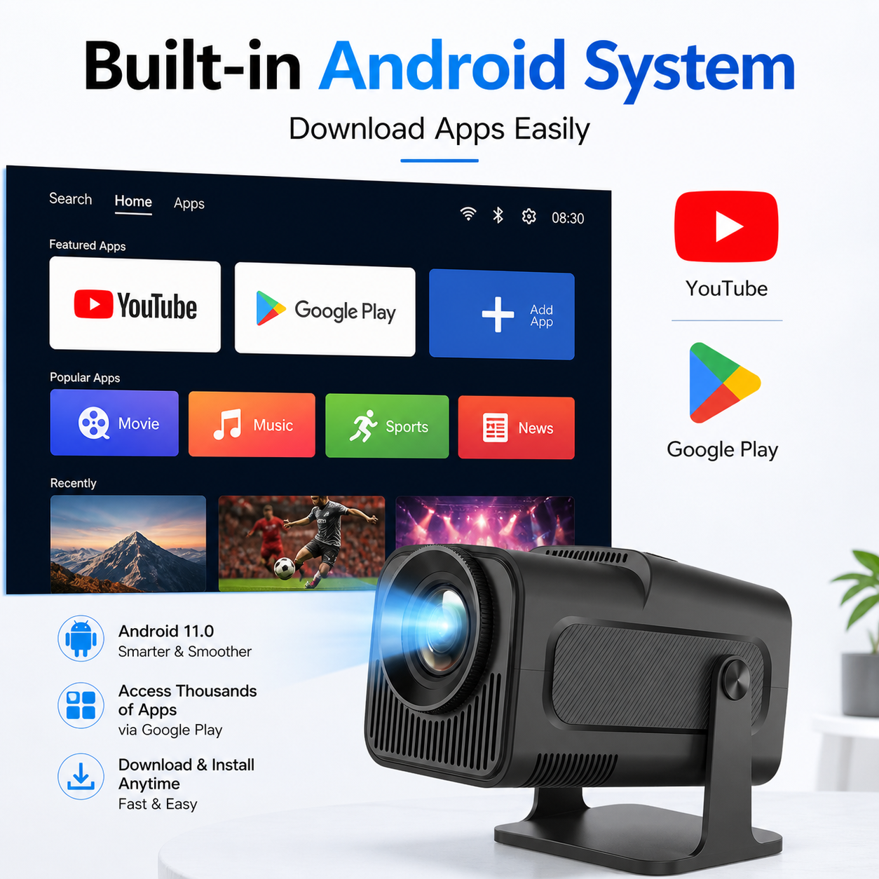 HY320 mini Projector ,Android projector,support WiFi Bluetoot, projector screen,smart projector,projector and screen,android projector