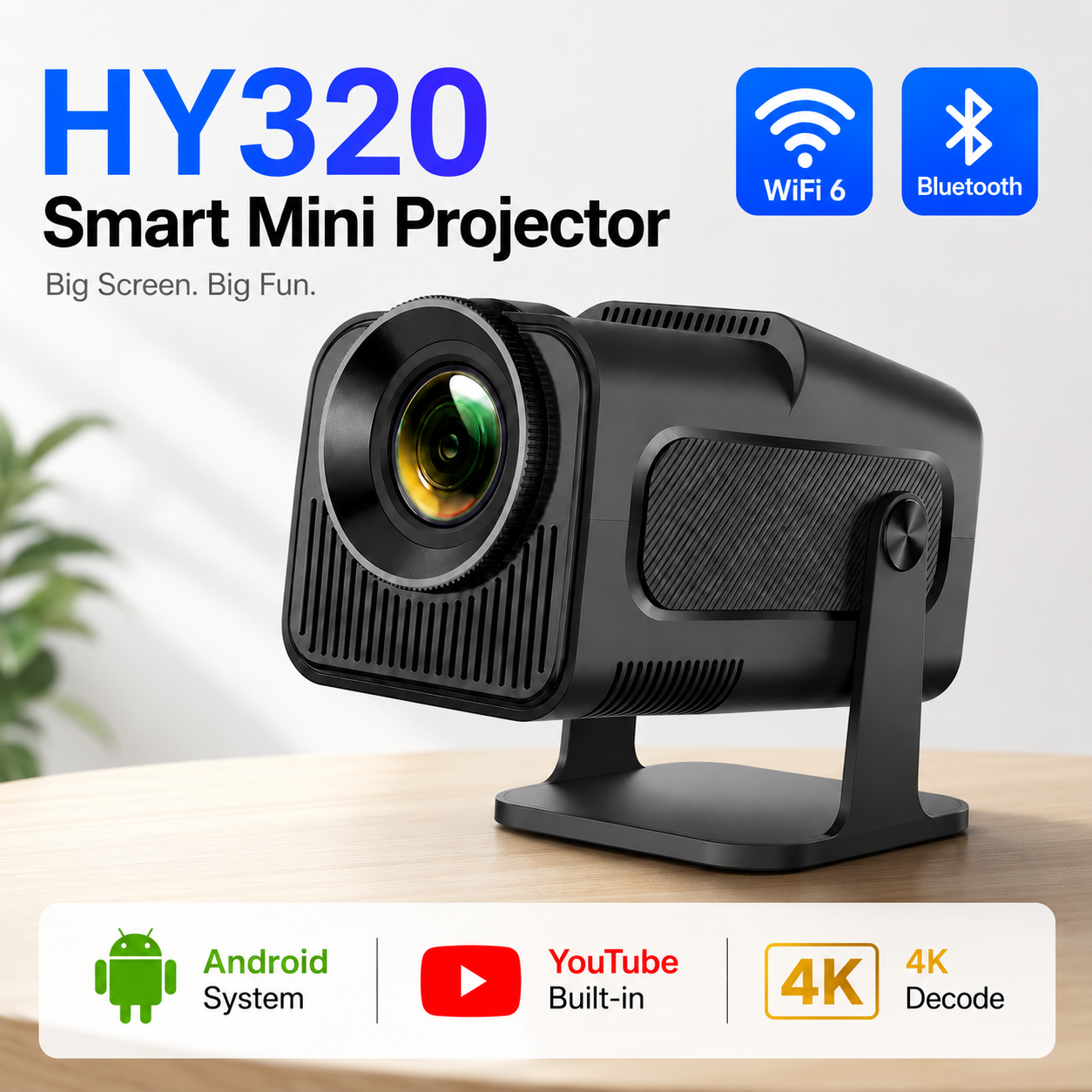 HY320 mini Projector ,Android projector,support WiFi Bluetoot, projector screen,smart projector,projector and screen,android projector