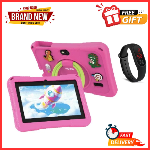 [NEW ARRIVAL] Modio M68 Kid's Tablet - 7" IPS LCD Screen, 6GB RAM+128GB ROM, 3000mAh Battery, 8MP Main & 5MP Selfie Cameras, WiFi, Parental Control, Preloaded Learning Apps, Proof Case - Tablets