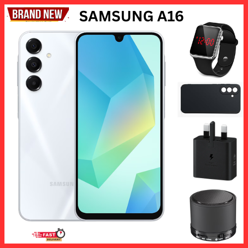 GENZ'S DISCOUNTS !!! BRAND NEW SAMSUNG GALAXY A16,  6.7'' HD+, 4GB RAM + 128GB ROM, DUAL SIM, 50MP, 5000mAh SMARTPHONES COMES WITH FREE GIFTS ( AIRPODS + SMART WATCH +POWERBANK ) FOR YOU