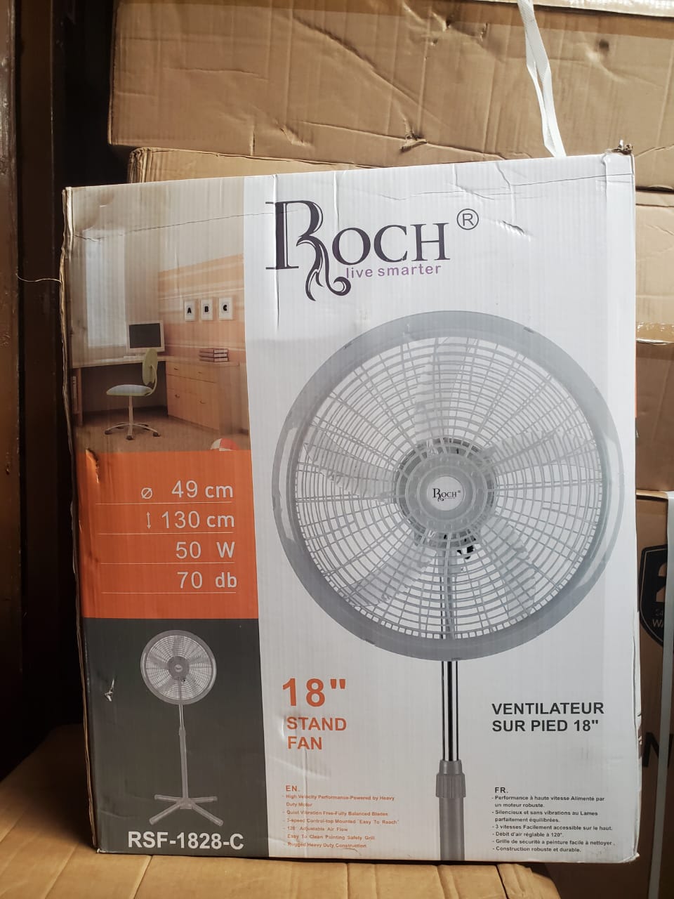 Roch 18 Inch Standing Fan (High Velocity Adjustable Floor Fan)a powerful and reliable cooling appliance designed to provide strong airflow and wide room coverage. It is perfect for hot weather conditi