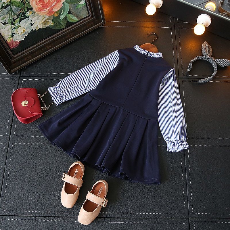 Girls Dresses Autumn New Baby Girl Dress Striped with Bow Long Sleeves Princess Dress for Girl Kids Clothes Vestidos