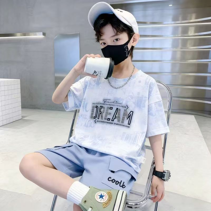 New Arrival  Boys Clothing  Summer 2Pcs Clothing Sets Full Printed Short Sleeve T-shirt Set Trendy Casual Class A Kids Clothing