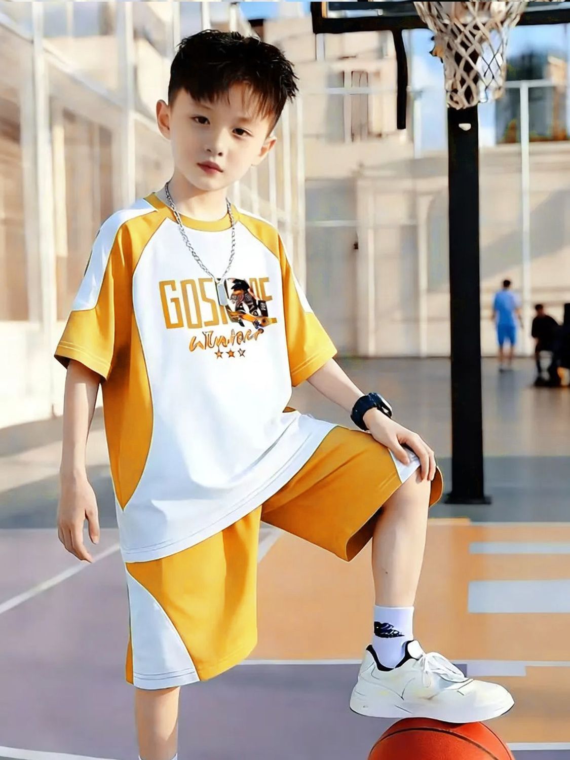 New Arrival Kids Boys Short Sleeve & Shorts Set Letter Print Casual Sports Outfit, Comfortable Breathable Boys Clothing Set