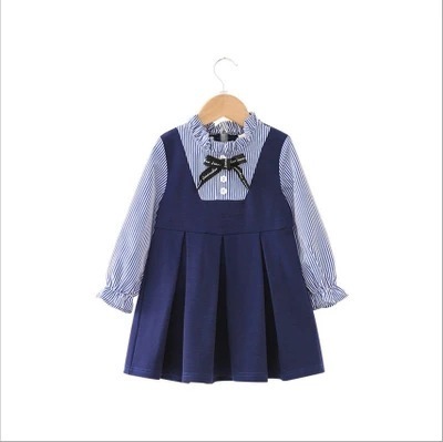 Girls Dresses Autumn New Baby Girl Dress Striped with Bow Long Sleeves Princess Dress for Girl Kids Clothes Vestidos
