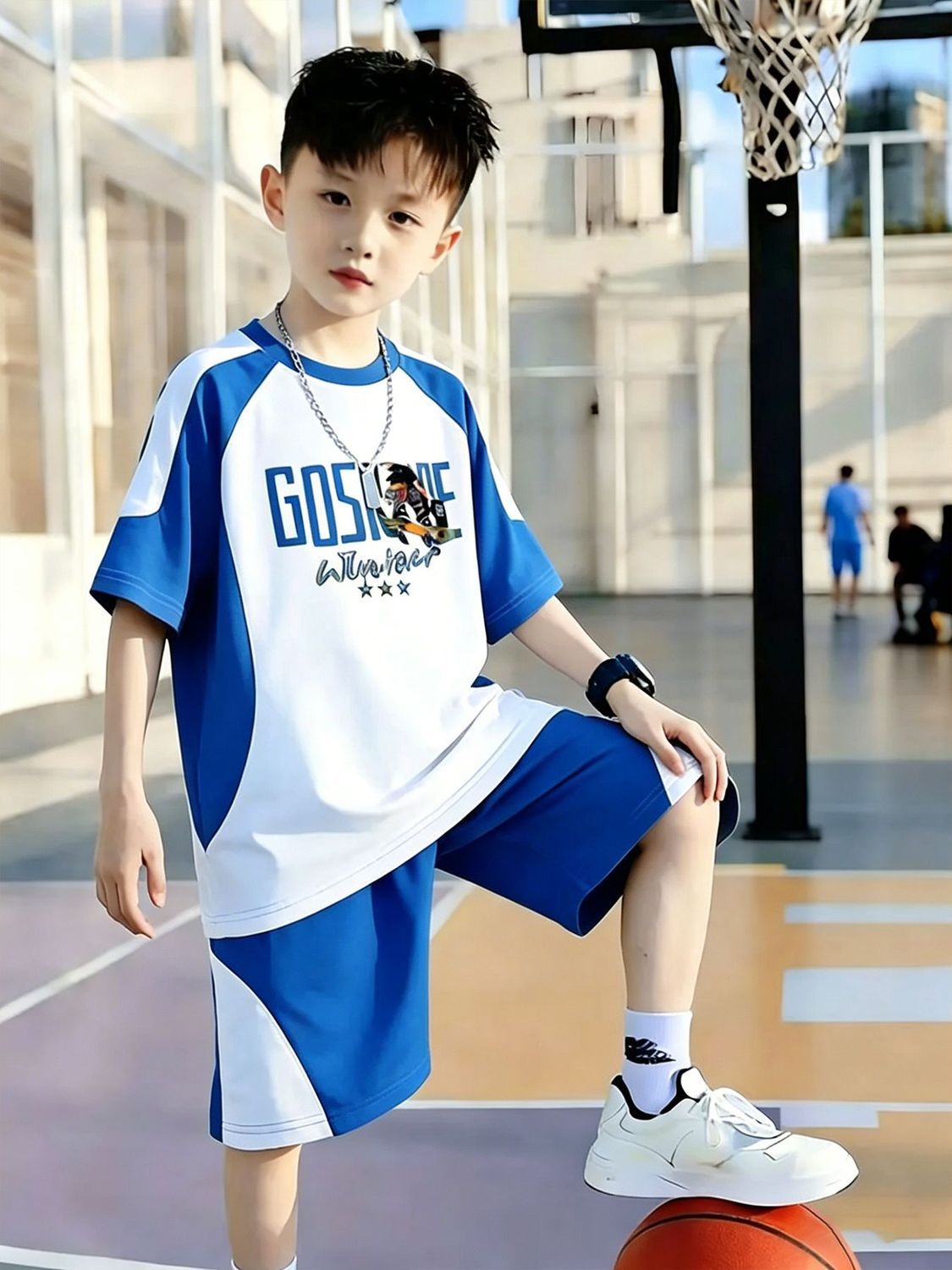 New Arrival Kids Boys Short Sleeve & Shorts Set Letter Print Casual Sports Outfit, Comfortable Breathable Boys Clothing Set