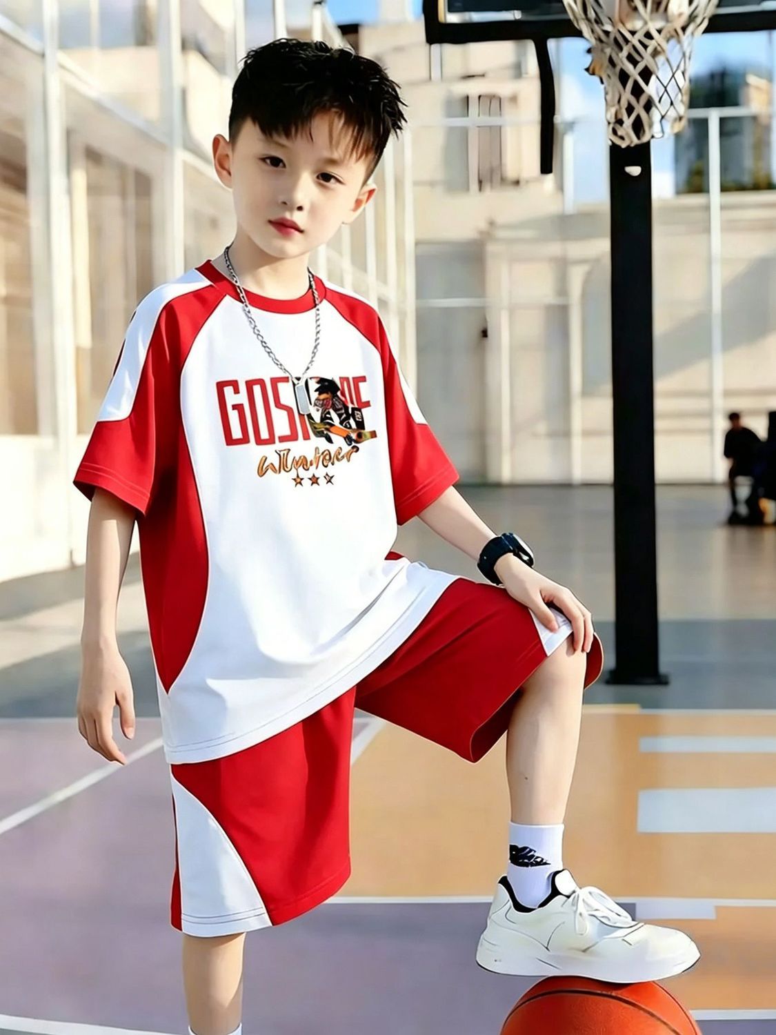 New Arrival Kids Boys Short Sleeve & Shorts Set Letter Print Casual Sports Outfit, Comfortable Breathable Boys Clothing Set