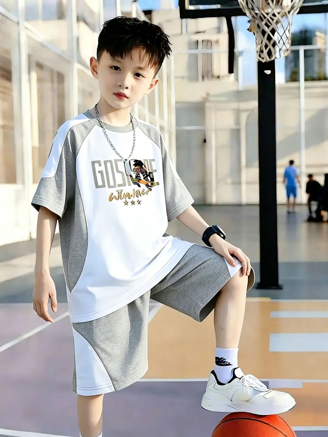 New Arrival Kids Boys Short Sleeve & Shorts Set Letter Print Casual Sports Outfit, Comfortable Breathable Boys Clothing Set