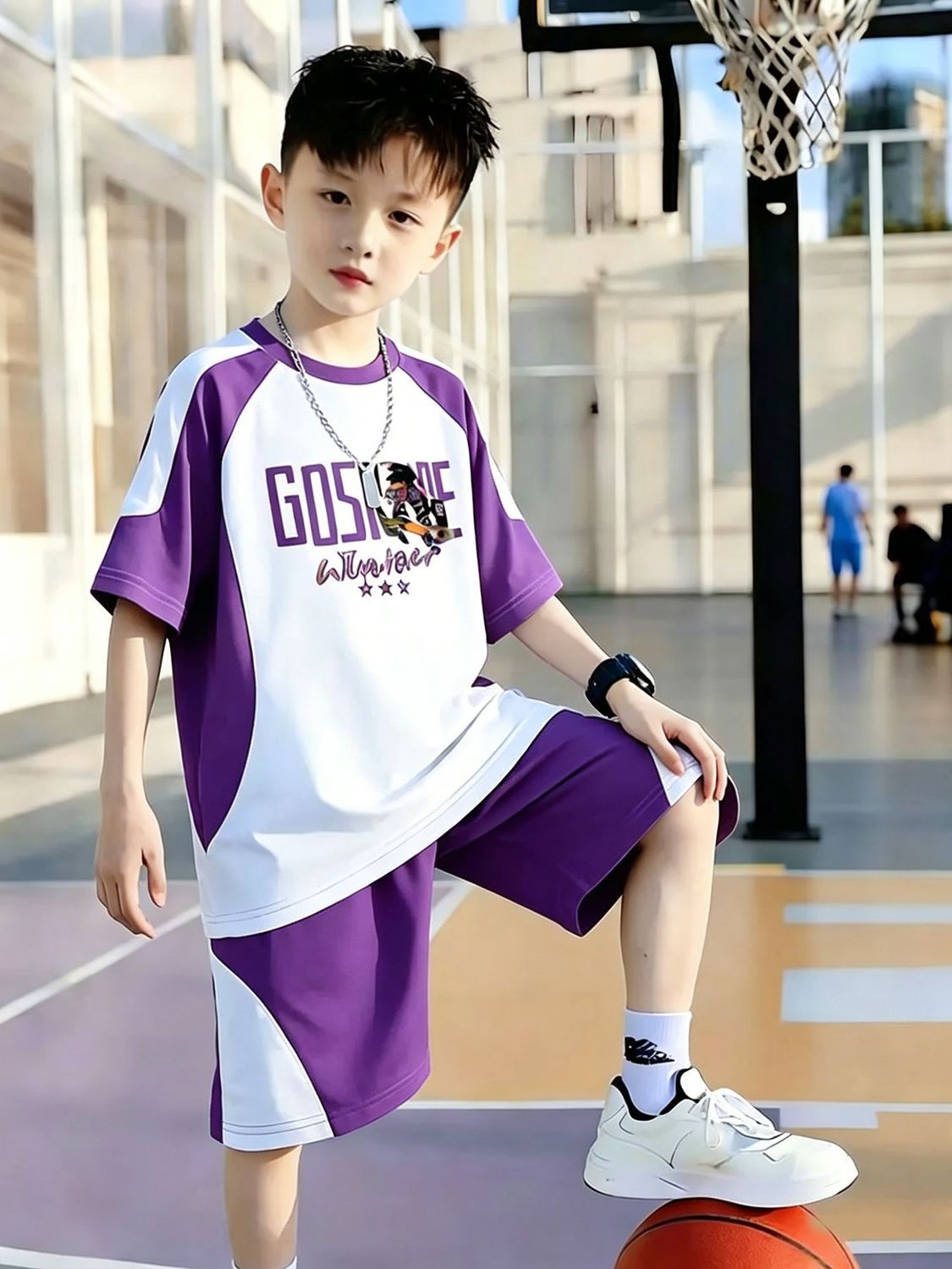 New Arrival Kids Boys Short Sleeve & Shorts Set Letter Print Casual Sports Outfit, Comfortable Breathable Boys Clothing Set