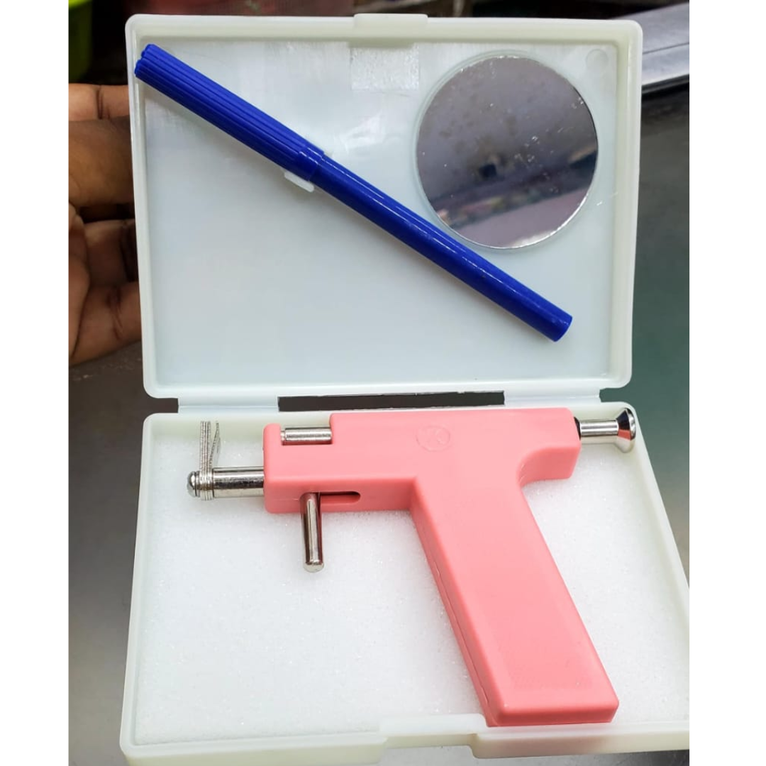 Professional Piercing GUN + Pre-sterilized Piercing Earrings. Fashion Generic Ear, Nose & Navel Piercing Machine Gun. Reusable Piercing Device Compatible with Caflon Sterile Earrings + caflon.