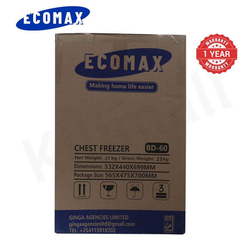 ECOMAX 60L Chest Freezer Portable Refrigerator Single Door Fridge Energy-saving Fast Cooling with Lock and Keys BD-60