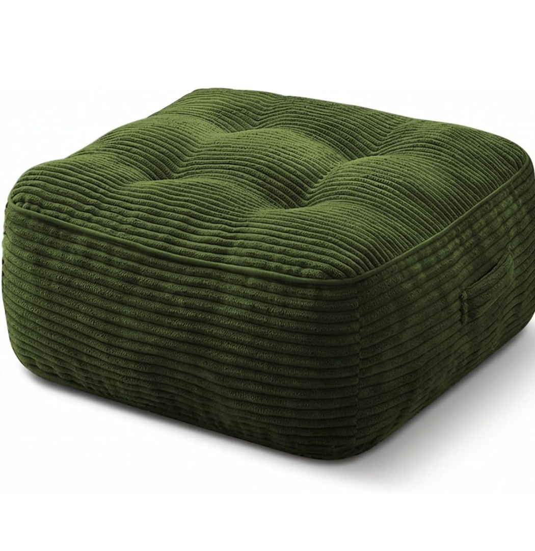 11" Thick Washable Floor Pillow for Adults, Yoga & Meditation Cushion with Handle, Square Large Pillows