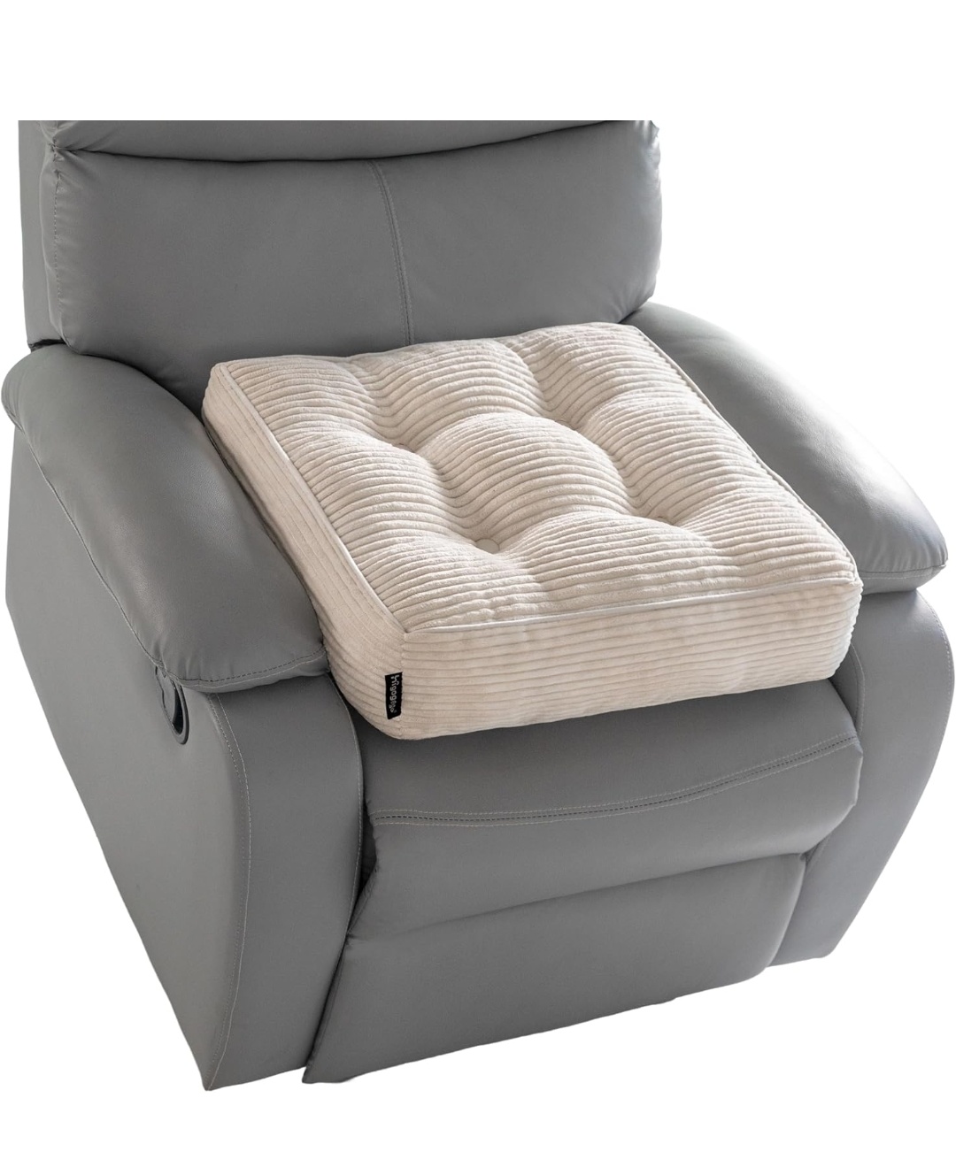 Tufted Corduroy Recliner Seat Cushion for Elderly, High Density Foam Large Square Seat Cushion for Recliner Chair, Floor Pillow, Office Chair, Car, No Pressure on Thighs, 20x20x4,