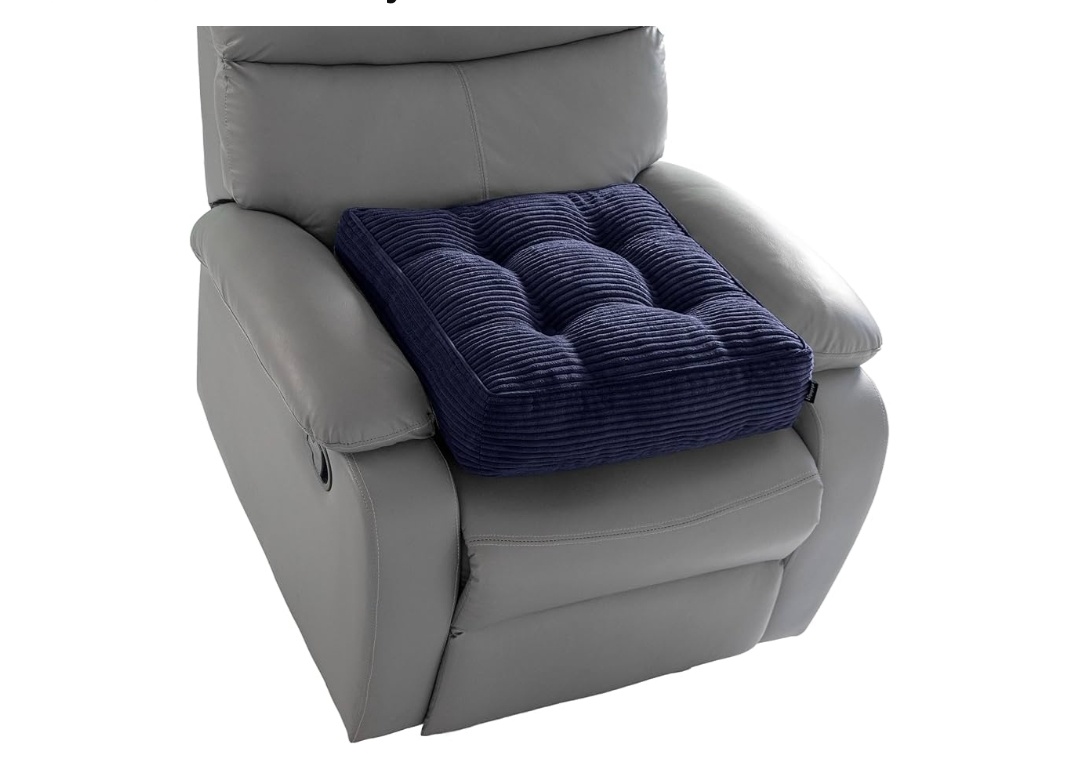 Tufted Corduroy Recliner Seat Cushion for Elderly, High Density Foam Large Square Seat Cushion for Recliner Chair, Floor Pillow, Office Chair, Car, No Pressure on Thighs, 20x20x4,