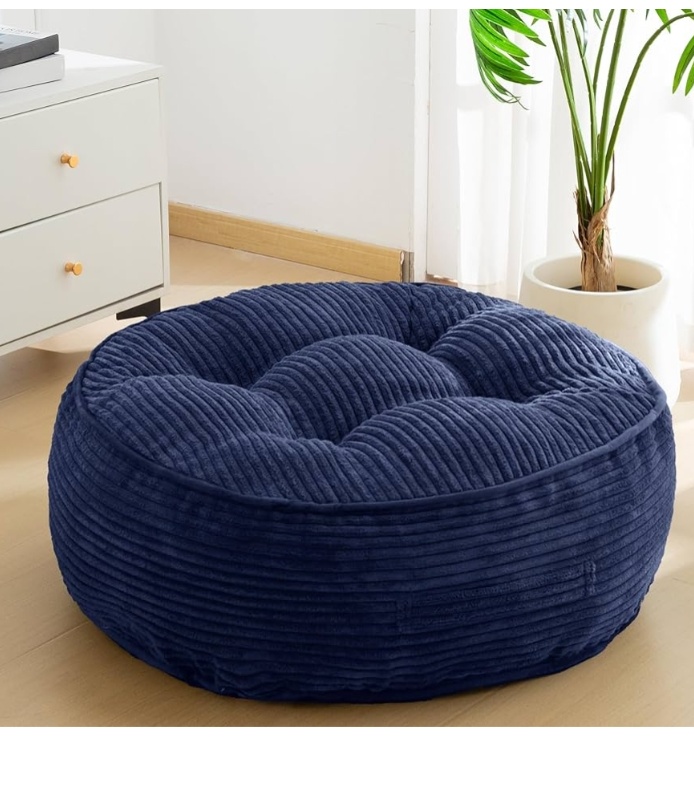 Floor Pillow Cushion for Adults, Meditation Cushion Pillow, Large Round Floor Sitting, Tufted Corduroy Cover, for Tatami Living Room or Yoga, 22x22 Inch