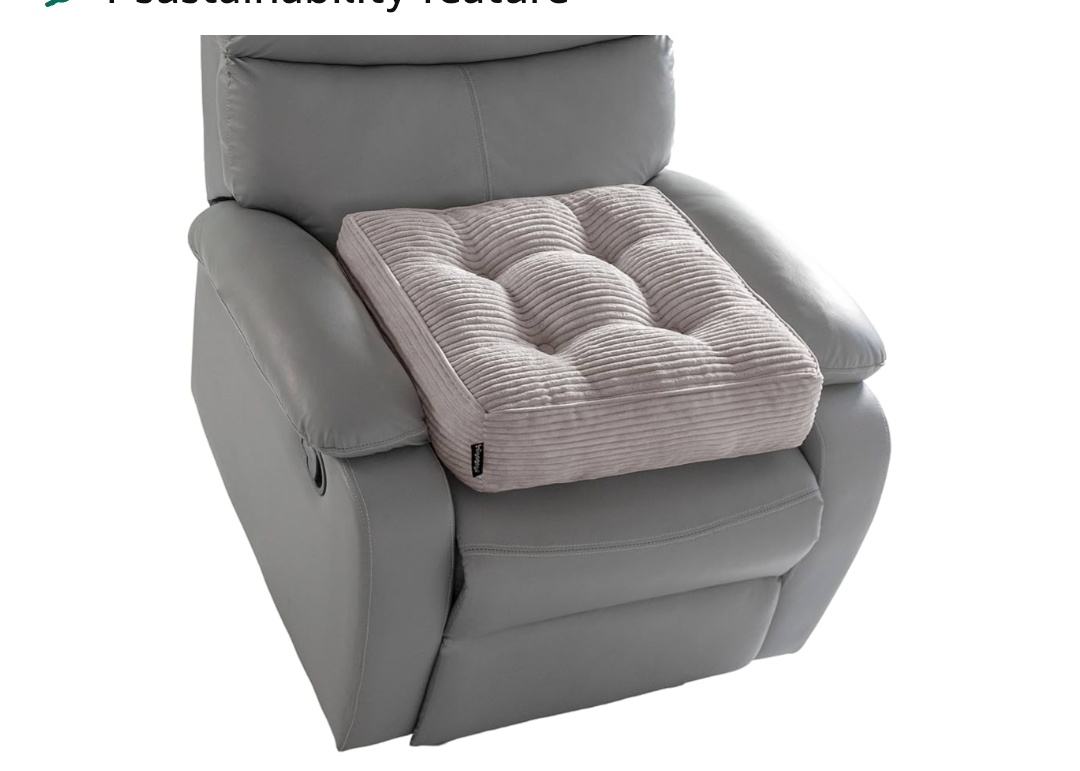 Tufted Corduroy Recliner Seat Cushion for Elderly, High Density Foam Large Square Seat Cushion for Recliner Chair, Floor Pillow, Office Chair, Car, No Pressure on Thighs, 20x20x4,