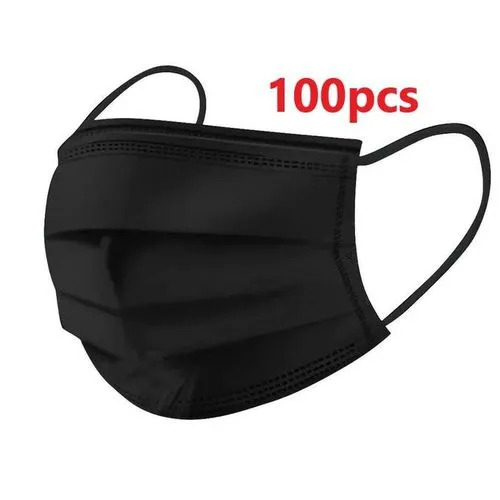 100pcs Black 3 Ply Disposable Surgical Mask 3 layers face masks