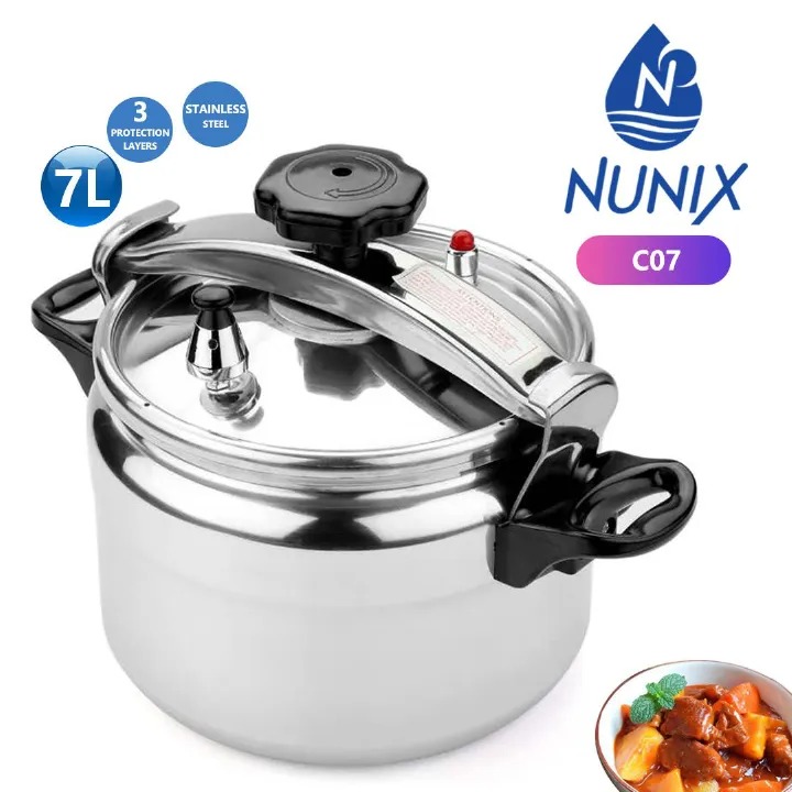 Two handle Nunix Aluminum Alloy Pressure Cooker for kitchen use Non Explosive Aluminium Nunix Pressure Cooker for use with Gas Stove Pressure Cooker