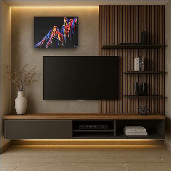“Where Crimson Meets Azure: A Reclining Duet” — Modern African Abstract Wall Paper/Wall Sticker/ Wall Art/Wall Decor on BOARD. Comes mounted on either forex or MDF board of your desired size.