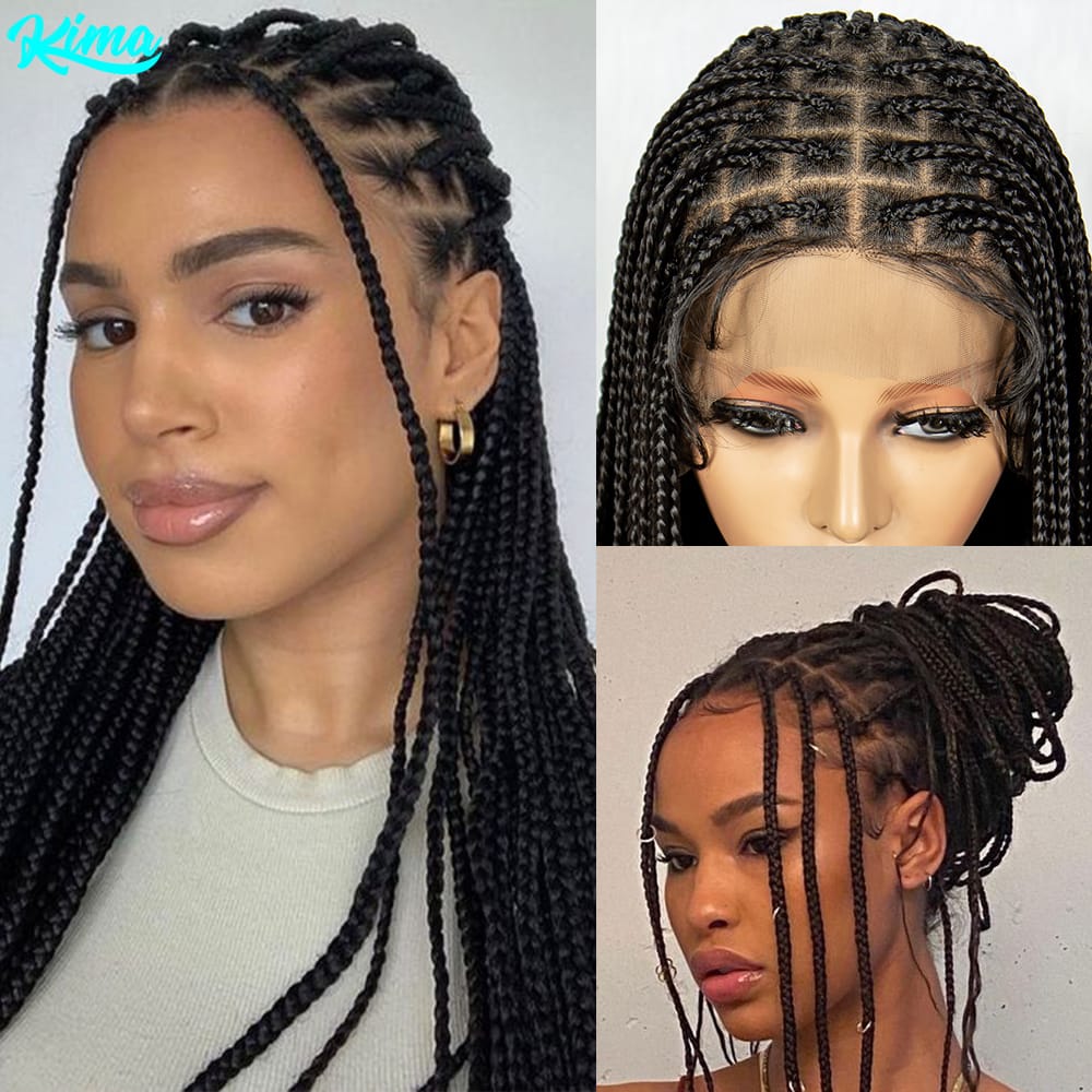 360  Full Lace Braided Wigs for Black Women 27 Inch Knotless Braided Wigs with Baby Hair 100% Handmade Box Braid Wig