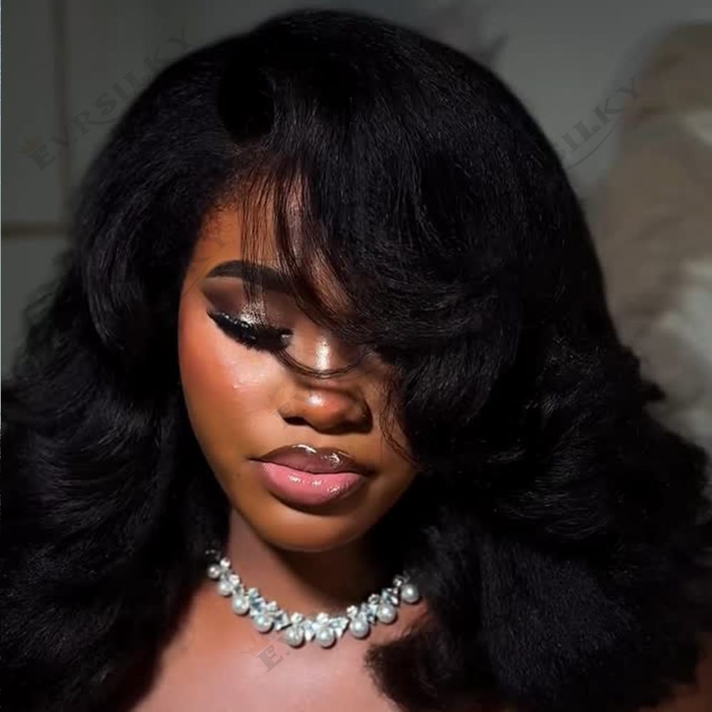 13X4, 4X4  frontalCurly Wave Wigs for Black Women Kinky Straight Curly Ends SEMI human blend  wigs with pure human 4c edges baby hairs