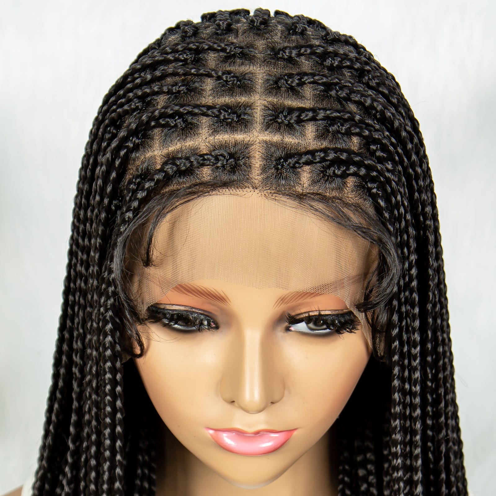 360  Full Lace Braided Wigs for Black Women 27 Inch Knotless Braided Wigs with Baby Hair 100% Handmade Box Braid Wig