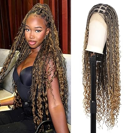 360 FULL LACE Boho Braided Wigs  Lace Front Braided Wigs for Women Box Braid Wig with Baby Hair Black Long Premium Synthetic Braided Lace Front Wigs