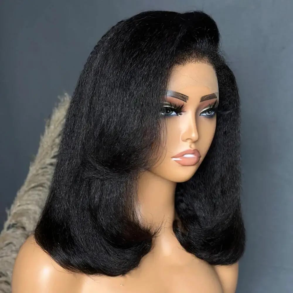 13X4, 4X4  frontalCurly Wave Wigs for Black Women Kinky Straight Curly Ends SEMI human blend  wigs with pure human 4c edges baby hairs