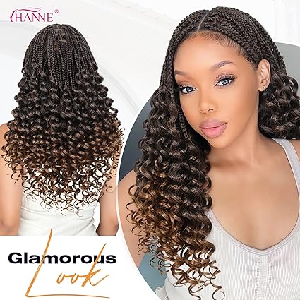 360 Braided Wigs for Black Women  Full Lace Box Braided Wigs Synthetic Wavy Glueless Braid Wig with Baby Hair 3D Curls Braided Wig 24 Inch