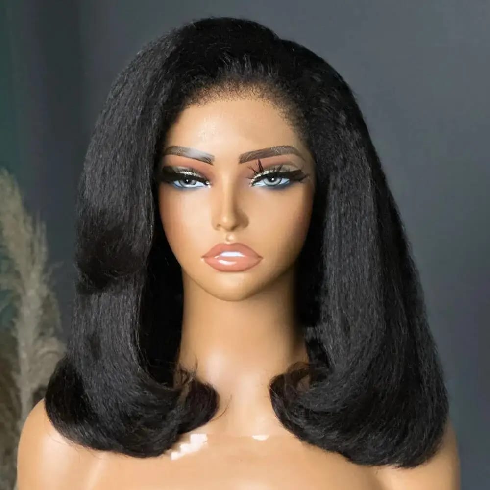 13X4, 4X4  frontalCurly Wave Wigs for Black Women Kinky Straight Curly Ends SEMI human blend  wigs with pure human 4c edges baby hairs